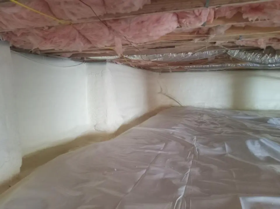 Crawl space encapsulation with closed-cell spray foam for Metal Roof Coating in Milton